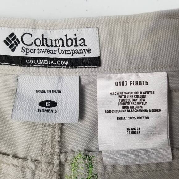 Columbia Khaki Chino Embroidered Green Turtles Pink Seashells Nice Size 6 - Picture 5 of 5